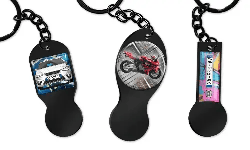 Personalizovaný klíčenka s žetonem do vozíku