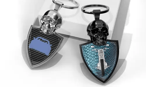 Schedel Sleutelhanger met Auto