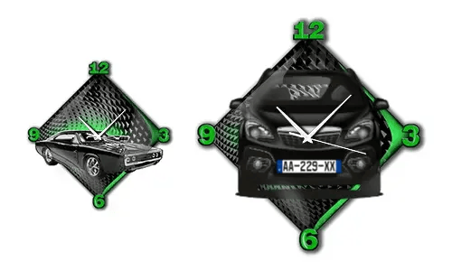 Moderne Wanduhr mit Auto-Motiv