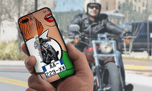 personalisierte handyhülle mit Motorradsilhouette auf dem Motorrad Hintergrund handyhülle personalisieren