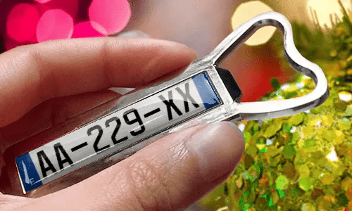 bottle opener magnet with license plate