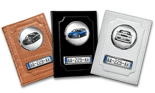 Car document holders in three colors