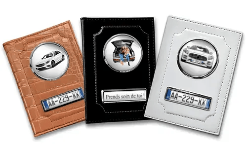Three personalized car document holders for best friends