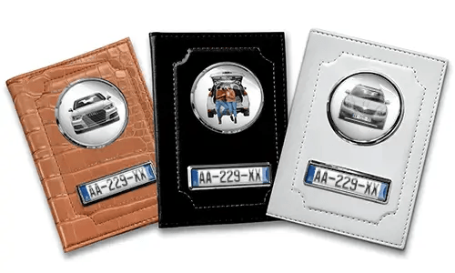 Three personalized car document holders for boyfriend