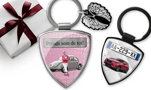 Shield keychain with grandmother photo