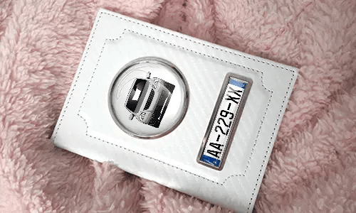 hülle für kfz schein mit Autosilhoette und Kennzeichen etui fahrzeugpapiere