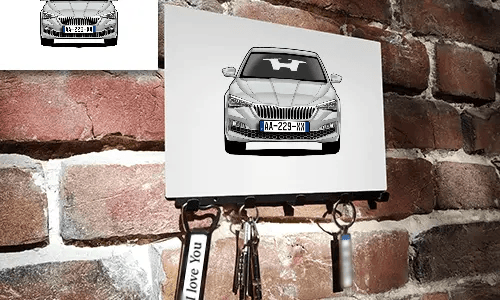 schlüsselbrett personalisiert mit Familien Foto auf der Wand personalisiertes schlüsselbrett