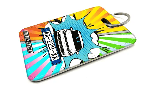 Innenspiegel anhänger mit Autosilhoette und einem Kennzeichen anhänger für innenspiegel