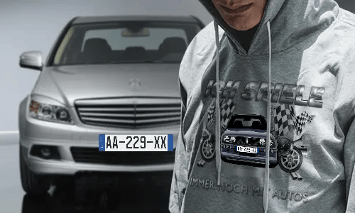 tuning pullover Grau mit dem Wagen auf dem Hintergrund turbo hoodie