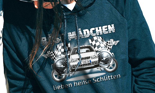 tuning pullover mit rotem Autofoto tuning hoodie