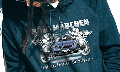 tuning pullover mit rotem Autofoto tuning hoodie