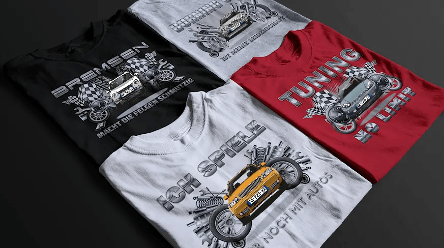 shirt tuning in vier verschiedenen Farben t shirt tuning